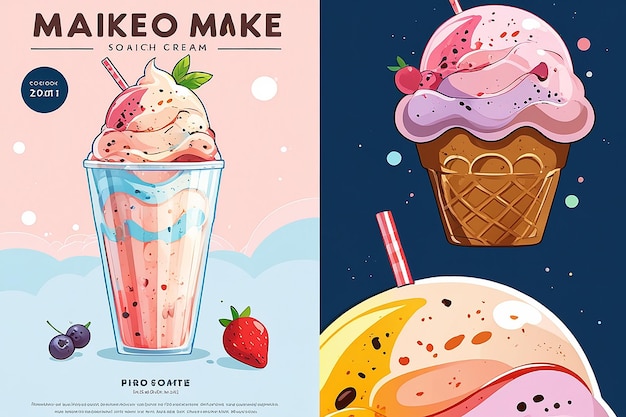 Photo smoothie milkshake ice cream poster template design