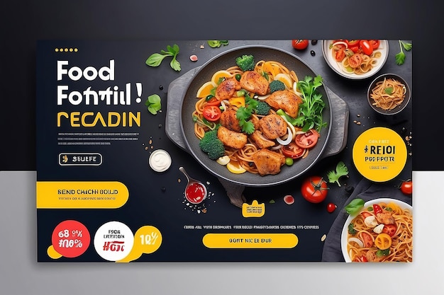 Photo social media post banner for food promotion suitable for banner ad web and food content