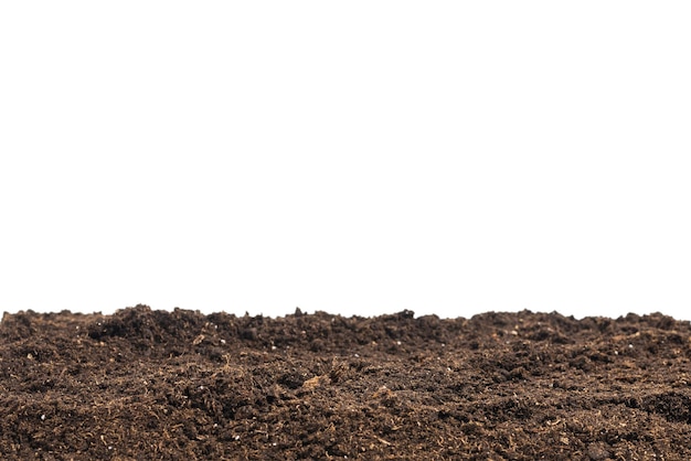 Photo soil for plant isolated on white background. soil pattern.