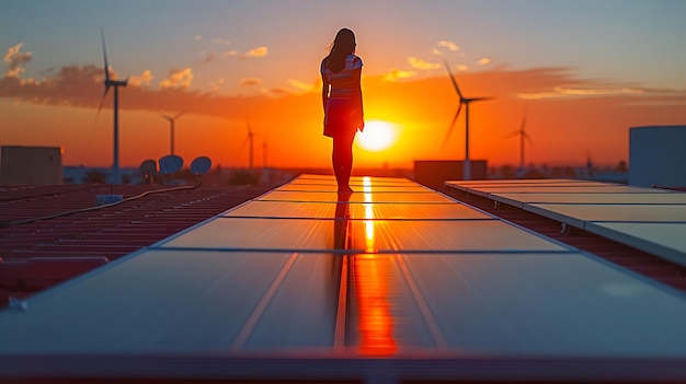 Photo solar panels on a farm generative ai