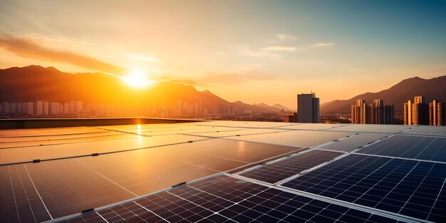 Photo solar panels reduce carbon footprint in multifamily residences utilizing artificial intelligence benefits concept renewable energy carbon footprint reduction artificial intelligence