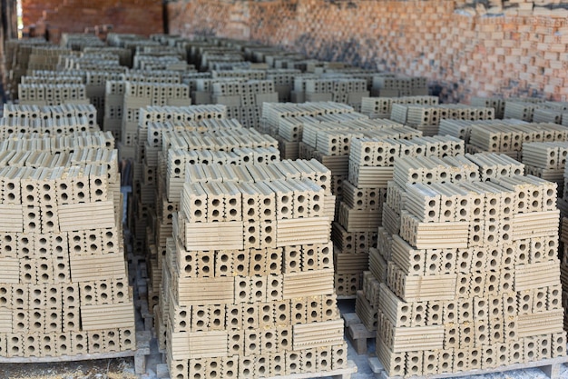 Solid clay bricks used for construction