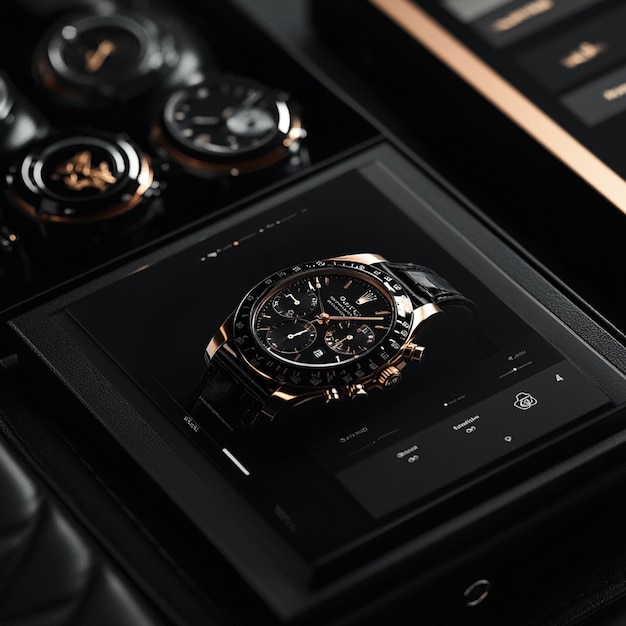 Photo a sophisticated darkthemed ui for a luxury watch brands mobile app