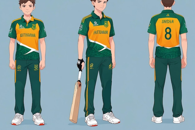 Photo south africa cricket team sports kid design or south africa cricket jersey design