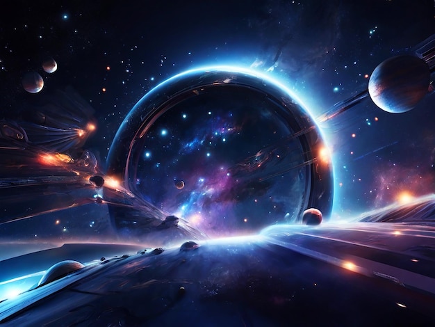 Photo space and galaxy themes technology and futuristic background