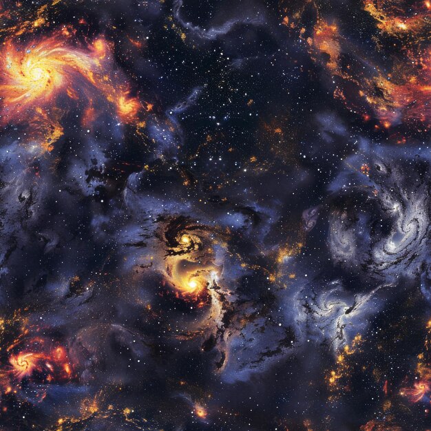 A space scene with many stars and a spiral galaxy