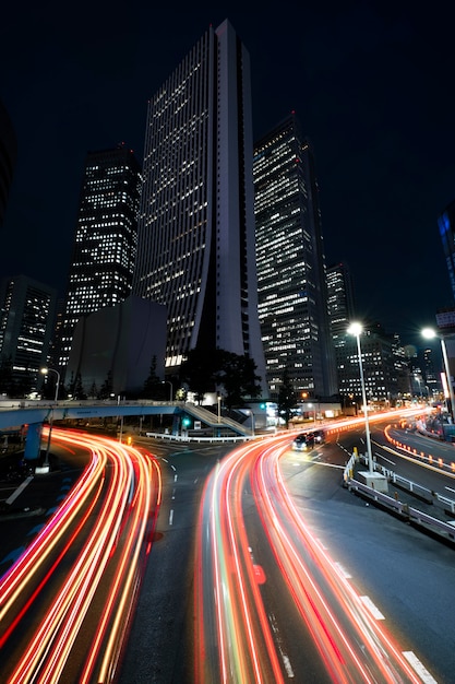 Speed neon lights in the city