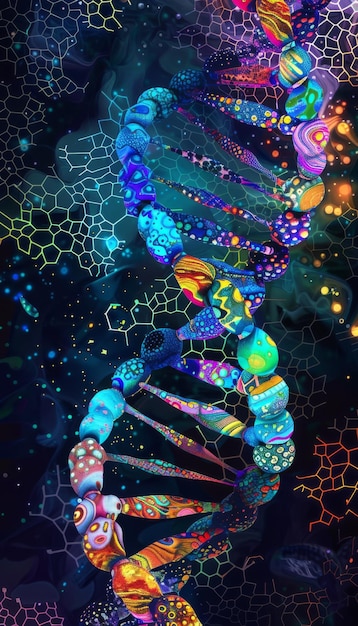 Photo spiral of dna double helix abstract science or medicine background with dna strands structure