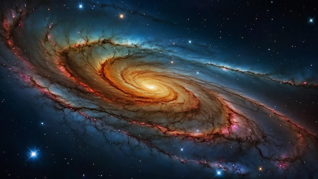 Photo spiral galaxy and stars in space