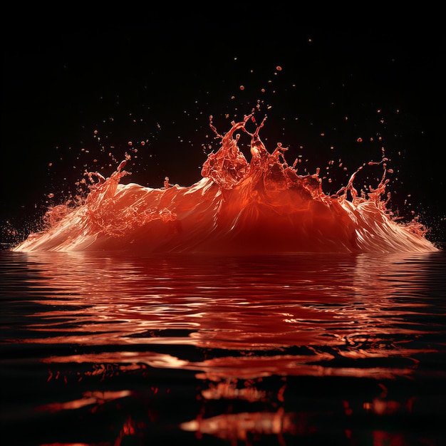 Photo a splash of red water with the word splashing on it