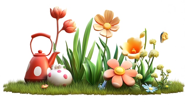 Photo spring elements 3d icon clipart on white background