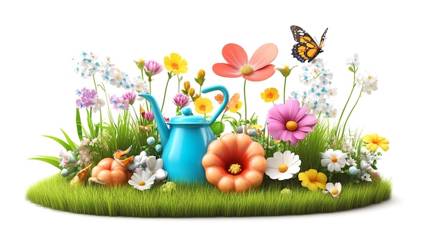 Photo spring elements 3d icon clipart on white background