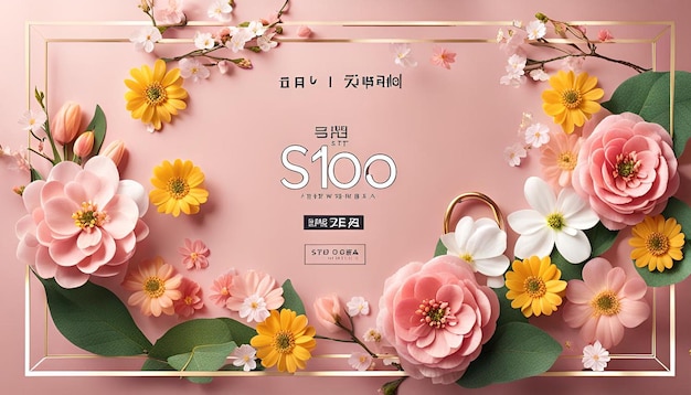 Photo spring sale with beautiful flower korean translation