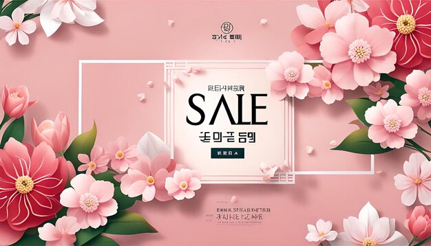 Photo spring sale with beautiful flower korean translation