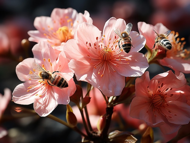 A springtime garden with blooming flowers