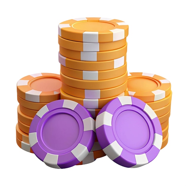 Photo a stack of poker chips with a purple cover that says quot poker quot