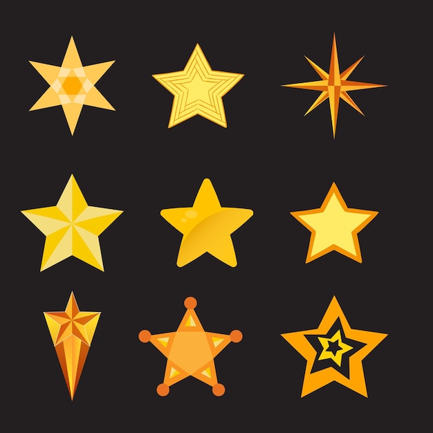 Photo star icon set stars collection in flat style black set of stars for apps and websites stock vect