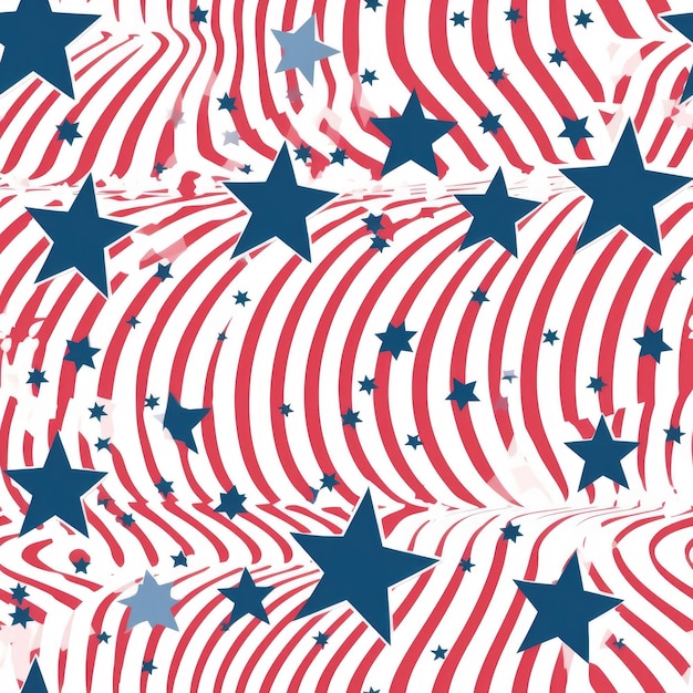 Photo stars in red white and blue with stripes on a solid background seamless pattern