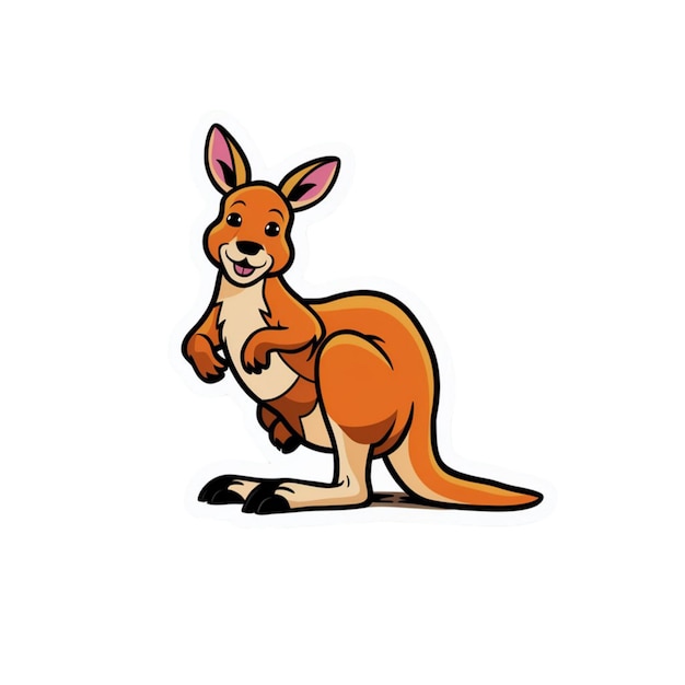 Photo sticker of a kangaroo with a pouch isolated on white background