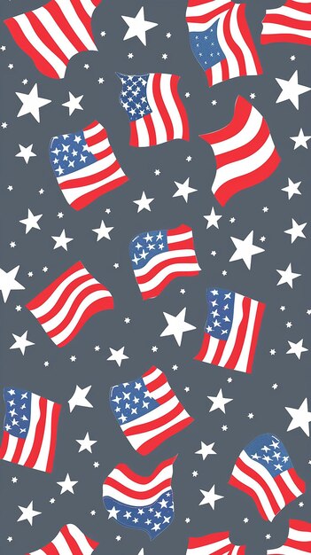 Photo sticker sheet fourth of july full color white outline grey background