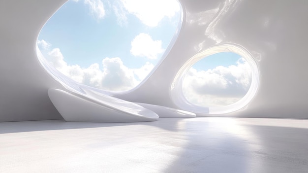 Photo stock image 3d rendering of an abstract modern white circular building architecture