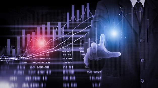 Stock market or forex trading graph and candlestick chart suitable for financial investment concept.