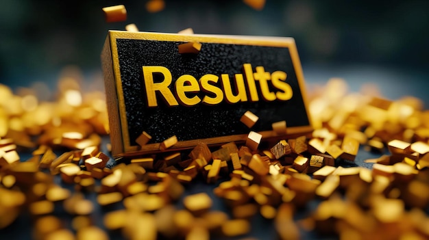 Photo a striking image featuring the word 39results39 surrounded by shimmering gold confetti symbolizing success and achievement