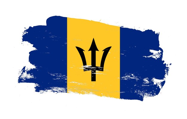 Stroke brush schilderde noodlijdende vlag van barbados op witte achtergrond