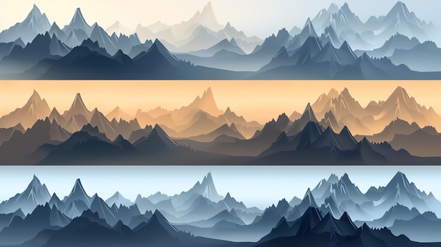 Photo a stylized landscape of a mountain range