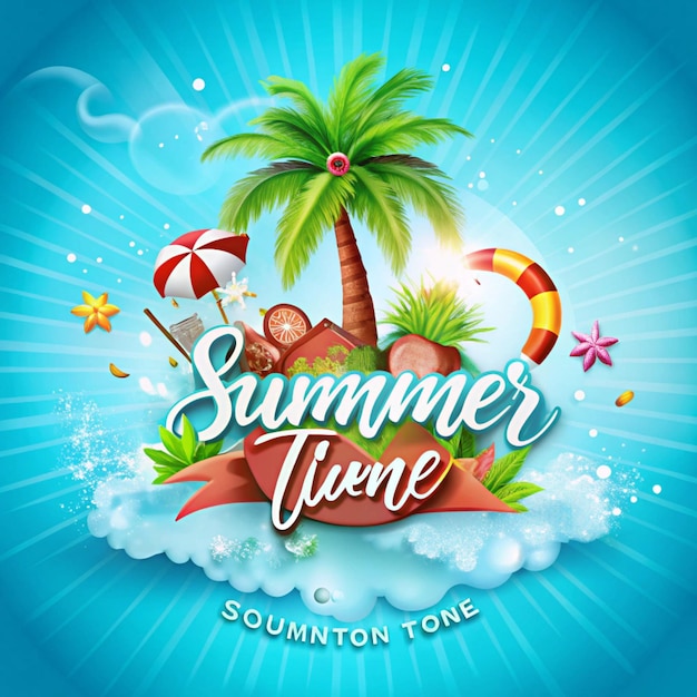 Photo summer time background palm tree design