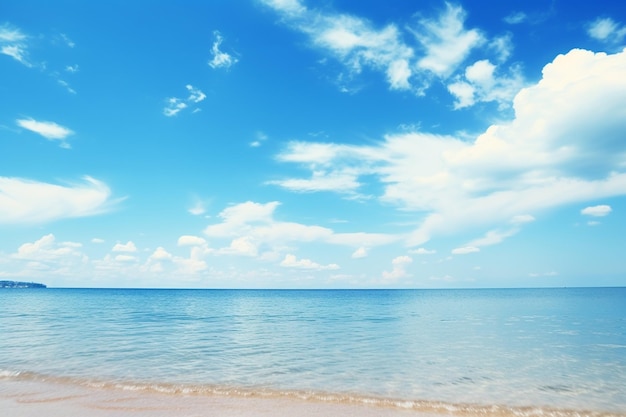 Photo summertime cene at the beach with a perfect sky and crystalclear blue water