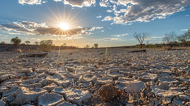 Photo sun scorched cracked earth