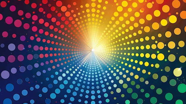 the sun shines on a colorful backgroundAbstract dynamic halftone dot style colorful background temp