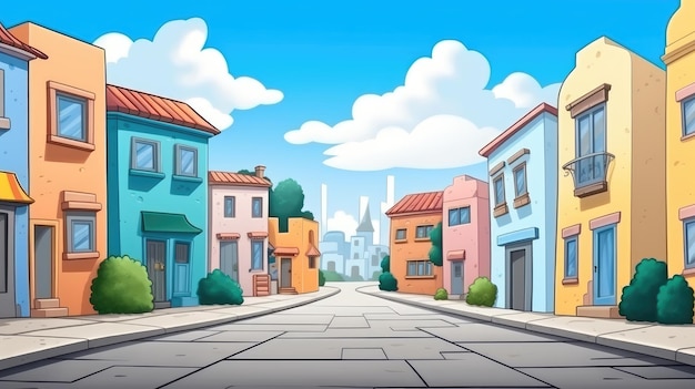 Sunny Cartoon Cityscape