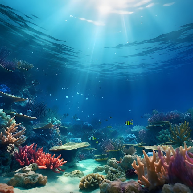 Photo sunny summer sea underwater marine life ship coral fish