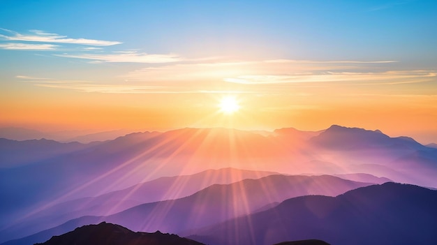 Photo sunrise over a mountain range