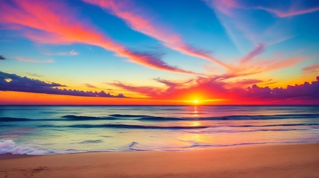 Photo sunset serenity mesmerizing beachscape bathed in colors