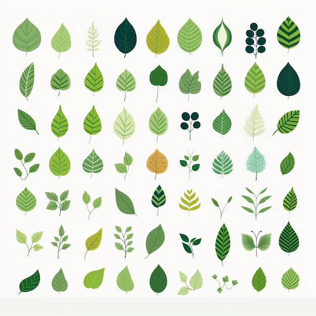 Photo superflat style green leaf icon pattern design