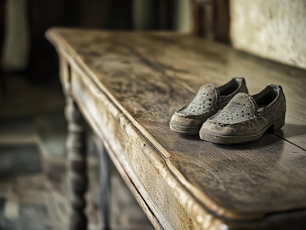 Photo superstition advises against putting shoes on a table considering it bad luck