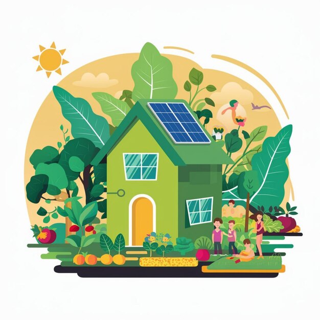 Photo sustainable living vector illustrations