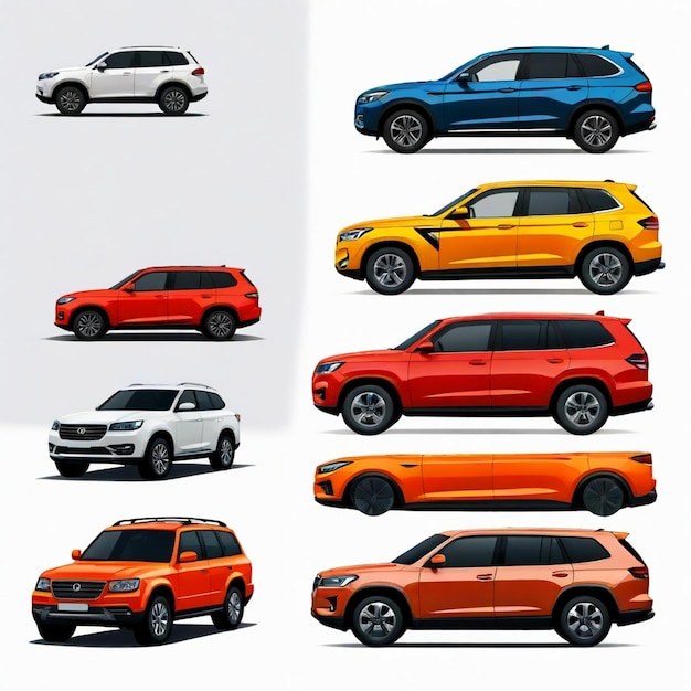 Photo suv vector set white background isolated a high quality image no