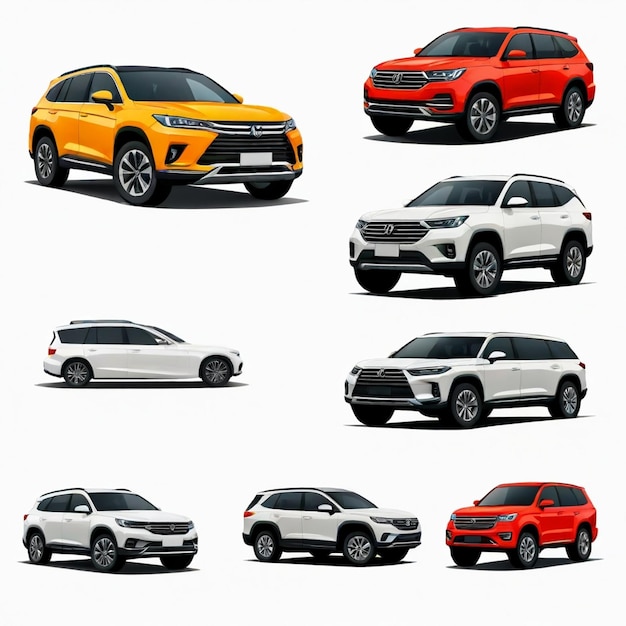 Photo suv vector set white background isolated a high quality image no