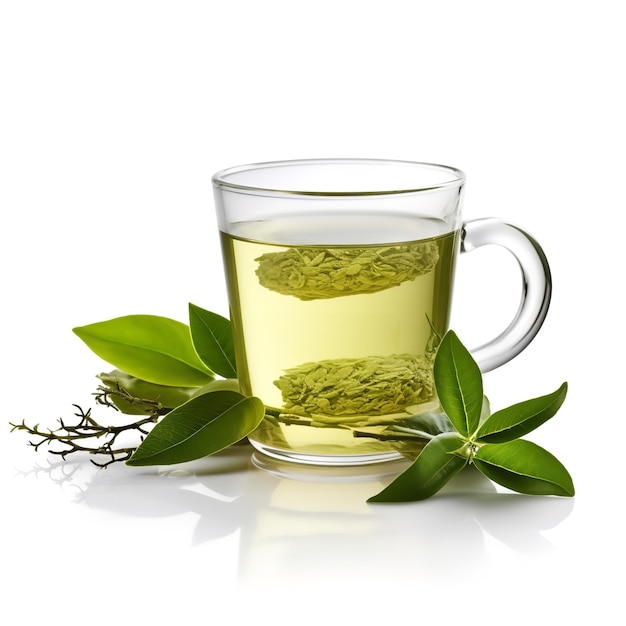 Sweet Green Tea Unoxidized isolated on white background