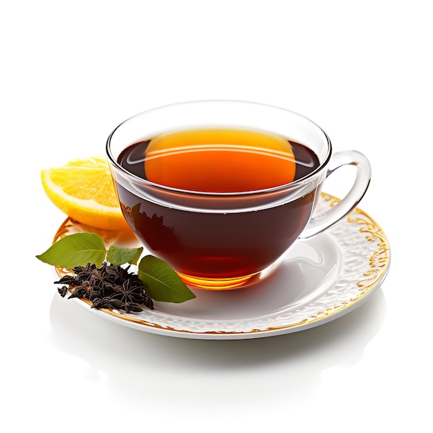 Sweet Grey Black tea isolated on white background