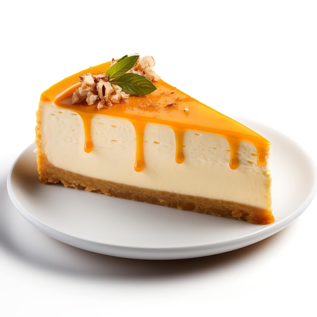 Photo sweet pumpkin cheesecake isolated on white background