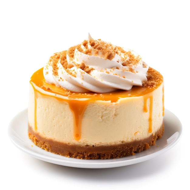 Photo sweet pumpkin cheesecake isolated on white background