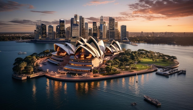 Photo sydney australia landscape aerial sunset view of sydney