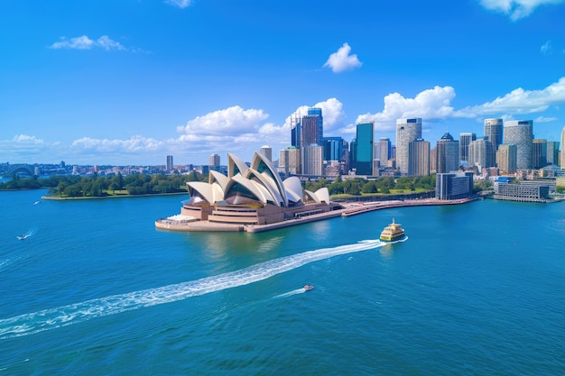 Photo sydney harbour bridge and opera house in beautiful summer day