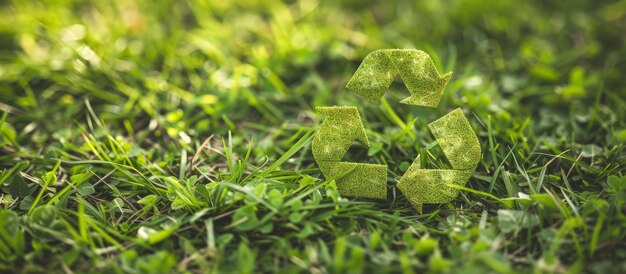 A Symbol of Sustainability A Recycling Symbol Nestled in Green Grass