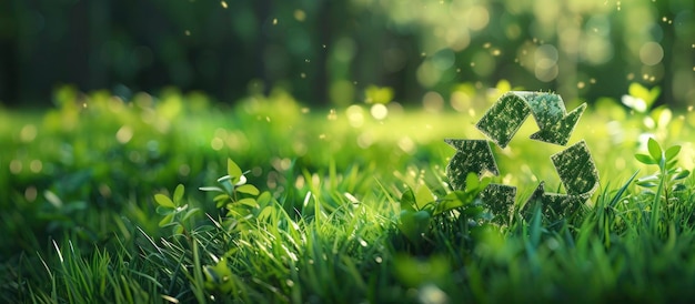 A Symbol of Sustainability A Recycling Symbol Nestled in Green Grass